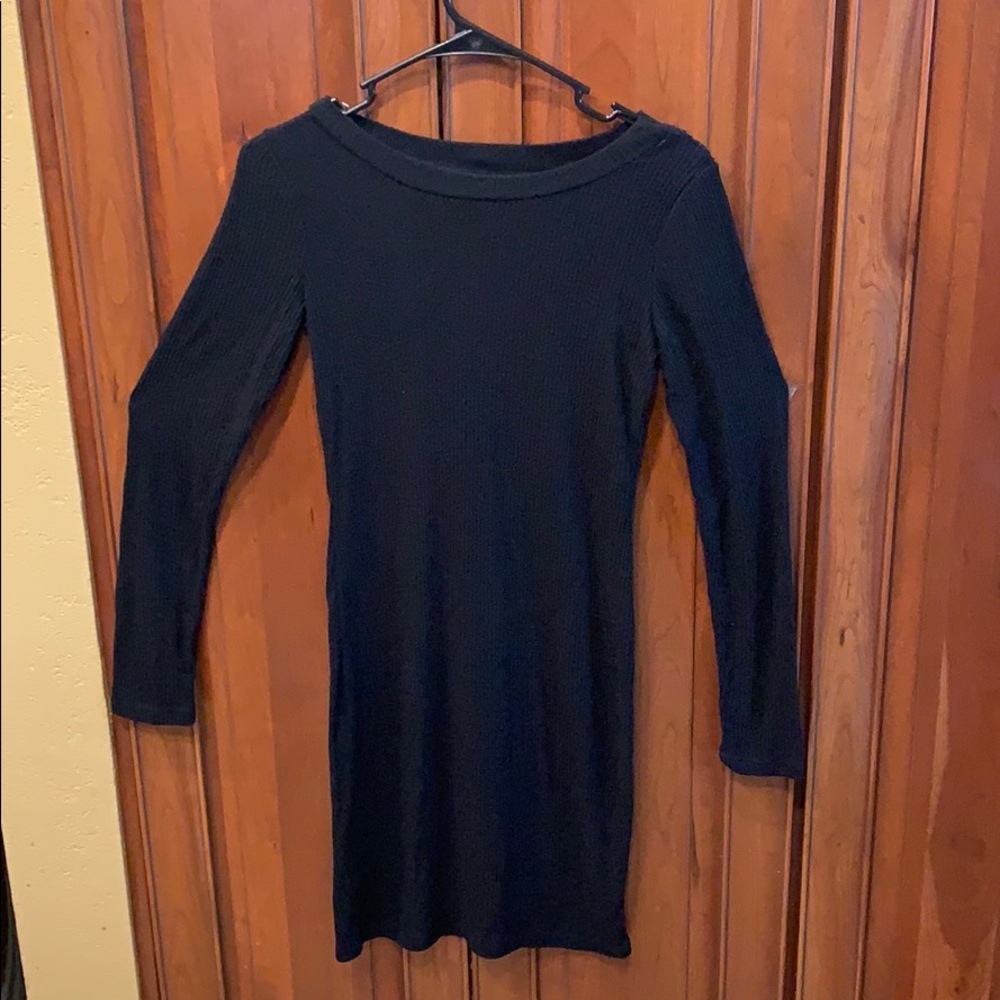 Tight long sleeve black dress